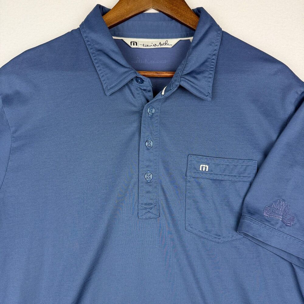 TravisMathew Blue Golf Polo Shirt Men's XL Pima Cotton Blend Dallas National